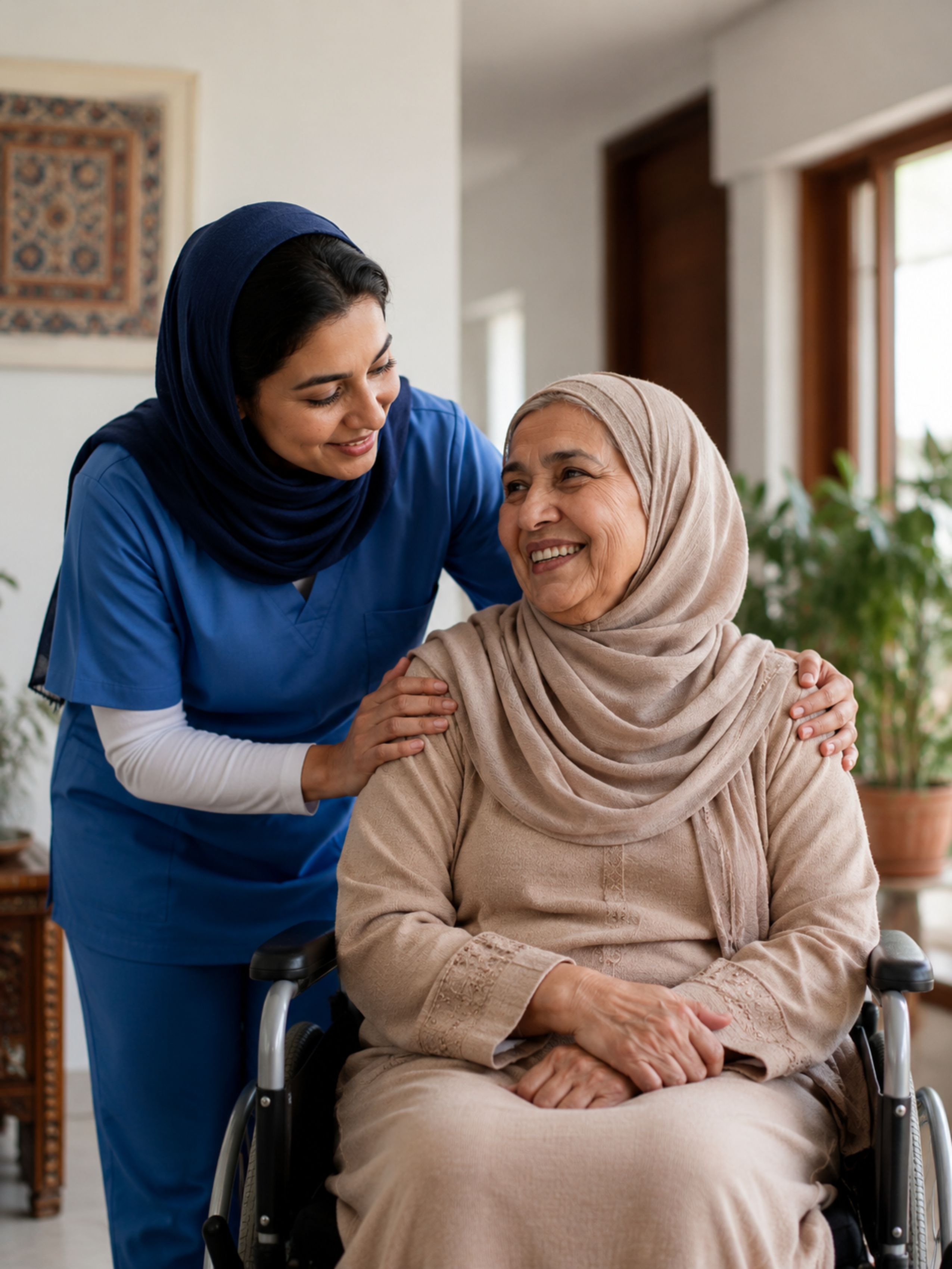 Compassionate caregiver providing companionship and emotional support